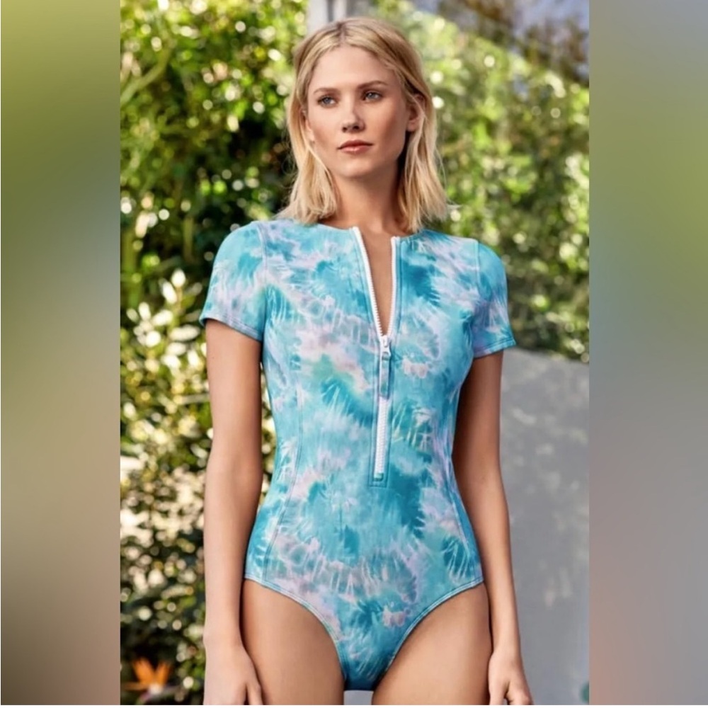 Johnny Was Calme Swim Neoprene One Piece Tie Dye Swimsuit NWT!